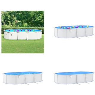 vidaXL Stahlwand Pool Oval 610x360x120 cm Weiß - Pool - Pools - Rahmenpool - Aufstellpool