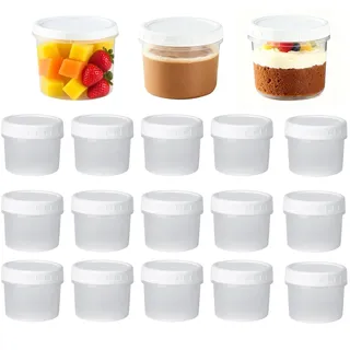 CafullCon 18 Stück Kleine Dosen mit Deckel Plastik, 280ml Wiederverwendbare Snackdose, Wiederverwendbare Auslaufsichere Gefrierdosen Klein, Lebensmittelbehälter Set für Joghurt Obst Soßen Dips Gewürze