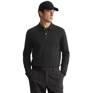 Marc O'Polo Langarm-Poloshirt, schwarz