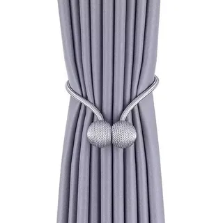 A.Monamour 2 Stück Magnetische Gardinen Vorhang Raffhalter Vorhanghalter Stark Magnete Schnallen Holdbacks Halter Haken Clip - grau