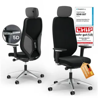 Ergotopia MasterBack Executive ergonomischer Bürostuhl [TESTSIEGER] – Schreibtischstuhl ergonomisch mit 3D-Neigungsmechanik & 5D-Armlehnen – Perfekt als Drehstuhl für Büro & Home Office