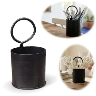LS-LebenStil Vintage Besteck-Korb Dehli 1-Fach 20cm Rund Cutlery Utensilo Küche Utensilienhalter Organizer Besteckkasten Besteckständer Besteckbehälter Besteckhalter Besteckkorb Stifte-Box Köcher