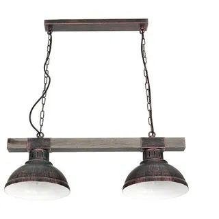 Licht-Erlebnisse Pendelleuchte HAKON, ohne Leuchtmittel, Landhaus Pendelleuchte Echt Holz Kupfer Antik Küche Lampe bunt