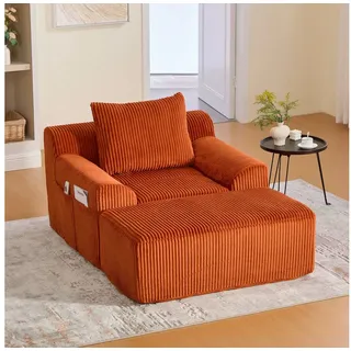 BlingBin Loungesessel Sofasessel mit Seitentaschen und Kissen, Sitzsacksofa (Loungesofa, 1-St., mit Steigbügeln), Moderner gepolsterter Sessel, weicher Sofasessel ohne Knochen