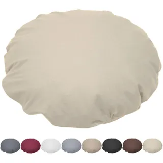 Nurtextil24 Kissen Rund 40cm Ø Durchmesser Beige Sitzkissen Dekokissen | Rundkissen 100 % Baumwolle mit Reißverschluss - Verwendung als Bodenkissen, Stuhlkissen, Sofakissen, Kopfkissen - Waschbar