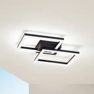 LED Außendeckenleuchte Finian Lindby, dimmbar, schwarz, Kunststoff, Modern, LED Deckenleuchten - 48 cm - 48 cm - 7.2 cm