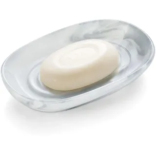 VINATO Keramik Seifenschale mit Marmoroptik, rutschfest, 13x8,7 cm, Grau | Keramik-Seifenschale, Marmorlook, rutschfest, Rillen, vielseitig für Seife, Schwamm & Schmuck – tolles Geschenk.