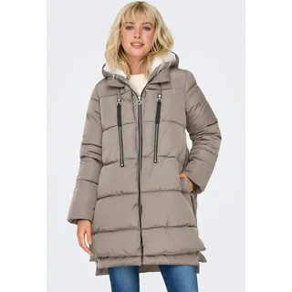 Only Steppmantel "ONLNEWNORA LONG PUFFER COAT LIFE CC OTW", Damen, Gr. M, beige (string), Steppware, Obermaterial: 100% Polyester, unifarben, regular fit taillenbedeckt, Mäntel Steppmantel