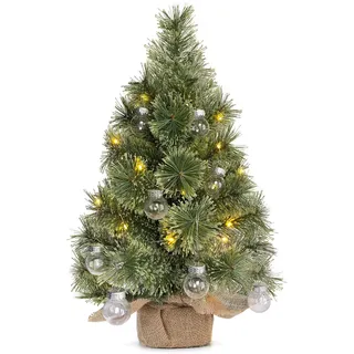 Mini Künstlicher Weihnachtsbaum Mit Beleuchtung 60cm, Weihnachtsdeko Tisch Büro, Tisch Weihnachtsbaum Klein Mit Weihnachtskugel Lichterkette, Christmas Tree With LED, Tannenbaum Für Schaufenster, Haus