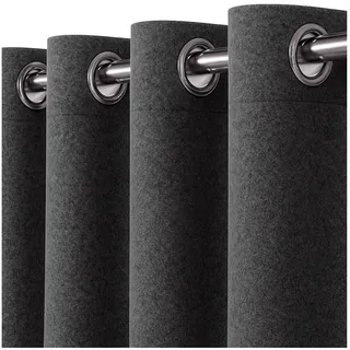 heimtexland Filz Thermovorhang Blickdicht abdunkelnd isolierend HxB 245x135 cm Kälteschutz Sonnenschutz Gardine Energiesparend Schalldämpfung Deko Vorhang Woll-Charakter Typ921 Anthrazit-Silber Ösen