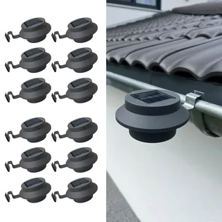 Hossi’s Wholesale Dachrinnen Solarleuchten | RAL 7016 Anthrazit | Solar Dachrinnenleuchten für außen | Solarleuchte Dachrinne warmweiß (Anthrazit, 12 Stück)