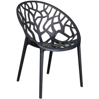 LC Garden Vomo Gartenstuhl Schwarz Stapelstuhl Kunststoff stapelbar