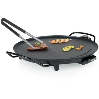 Tristar Tischgrill, 2000 W, Teppanyaki Brat-Platte, Elektro-Grill Balkon wenig Rauch & Grillzange schwarz