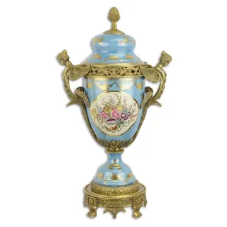 Amphore Vase Porzellan mit Bronze verziert Replikat Retro Design Dekoration