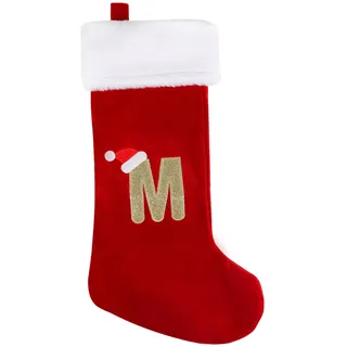 SULOLI Personalisierte Weihnachtsstrümpfe mit Buchstaben,43 cm Bestickter Nikolausstrumpf,Christmas Stockings Weihnachtssocken Zum Aufhängen für Weihnachtsbaum und Süßigkeiten (M)
