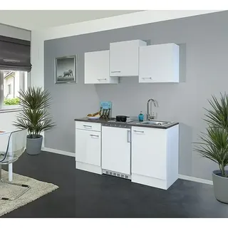 Flex-Well Lucca Singleküche  (Breite: 150 cm, Weiß, Mit 2-Zonen-Glaskeramikkochfeld, Mit Elektrogeräten)