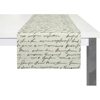 Tischläufer ADAM "Scribble" Tischdecken Gr. B/L: 50 cm x 150 cm, rechteckig, schwarz (natur, schwarz) Tischläufer nachhaltig aus Bio-Baumwolle,Made in Germany