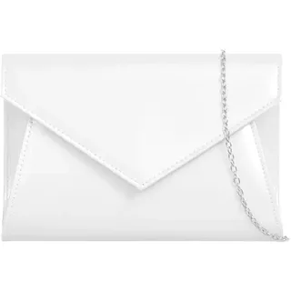 UShopUK Clutch aus Lackleder, Umschlag-Stil, für Braut, Abschlussball, Hochzeit, Abend, Party, Handtasche, weiß, medium - M