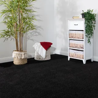 Steffensmeier Teppichboden Ibiza | Auslegware | Kinderzimmer,Wohnzimmer,Schlafzimmer und Jugendzimmer | Schwarz, Größe: 100x700 cm