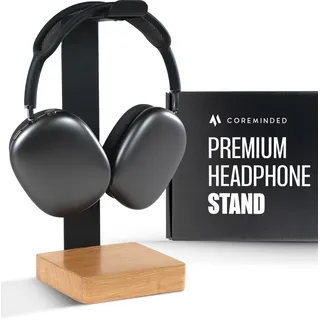 COREMINDED Universeller Kopfhörerständer für Schreibtisch, Massivholz, Gaming-Headset-Ständer, robuster Holz-Kopfhörerhalter, kompatibel mit Airpods Max und mehr