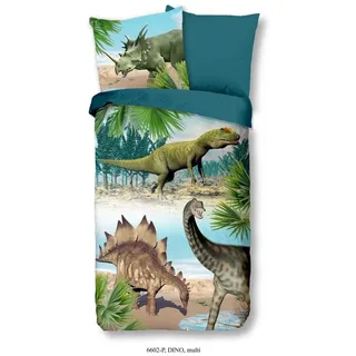 soma Bettwäsche kinderbettwäsche dinosaurier 135x200 80x80cm dino grün blau Jungen, Baumwolle, 2 teilig, kinder bettwäsche 135x200 junge winter Baumwolle grün