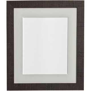 Frames by Post 14 x 11 cm tief, Körnung Bilderrahmen, mit hellgrauem Passepartout, für 30,5 x 20,3 cm, Bildgröße, Dunkelbraun