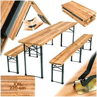 tectake® Bierzeltgarnitur, Festzeltgarnitur, Biertisch, Set 2X Bierbank 1x Tisch klappbar, als Gartenmöbel, Balkon Möbel oder zum Camping, platzsparend, wetterfest und robust