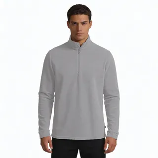 Brandsseller Herren Troyer mit Half-Zip Leichter Fleeceepullover mit Reißverschluss und Kragen, weich, bequem & atmungsaktiv, ideal für Freizeit & Alltag Grau, Größe 56