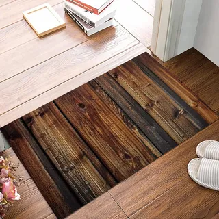 ANNKOOT Weich Badezimmerteppich 50x80 cm,Alte rustikale Holzbohlen Holz Textur Hintergründe Kunst,rutschfest waschbar Badematte, Badteppich Mikrofaser Saugfähig Badvorleger Duschvorleger