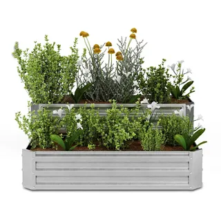 Blumfeldt High Grow Hochbeet 120 x 50 x 90 cm Silber