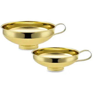 Buhdjfnke Edelstahl-Haushaltstrichter mit Breiter Öffnung, Salatdressing-Trichter mit Großem Durchmesser, Marmeladentrichter, Gold