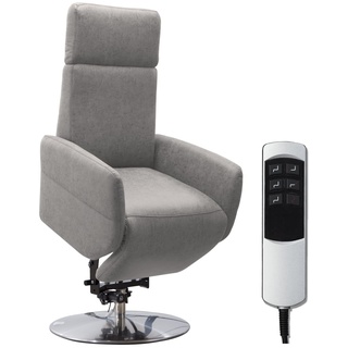 Cavadore TV-Sessel Cobra mit 2 E-Motoren und Aufstehhilfe / Elektrischer Fernsehsessel mit Fernbedienung / Relaxfunktion, Liegefunktion / bis 130 kg / M: 71 x 110 x 82 / Lederoptik Hellgrau
