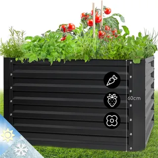 blumfeldt Hochbeet, Großes Hochbeet aus Metall, Schmales zum Selber Bauen, Wetterfestes für Garten &Terrasse, Rostfreies Gartenbeet Outdoor, Schneckenschutz 600 Liter