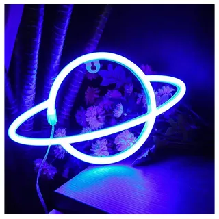 MUPOO LED Dekolicht LED Neon Sign Neon Schild - USB oder batteriebetrieb Neonlicht, Leuchtschilder Neon Sign Light, Schlafzimmer Weihnachten Party Kinderzimmer,Wand LED Deko Blauer Planet