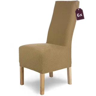 Scheffler Home Stuhlhussen Beige 6er Set Elastisch Luna-lang
