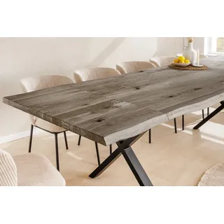 riess-ambiente Ansteckplatte WILD OAK 50cm smoke - Wildeiche-Massivholz, geölt, mit Baumkante, Set, 2St., Verlängerungsplatten für Esstische – ideal für den Esstisch WILD grau