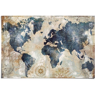 Poster REINDERS "Weltkarte Vintage - Kontinente Landkarte" Bilder Gr. B/H: 91,5 cm x 61 cm, bunt (mehrfarbig) Bilder
