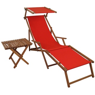 Sonnenliege rot Liegestuhl Fußteil Sonnendach Tisch Gartenliege Deckchair Strandstuhl 10-308FST