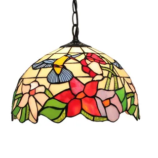 WRMING Tiffany Pendelleuchte Bunt Glas, Retro Esszimmer Kronleuchter, Landhausstil Hängelampe Kinderzimmer retro esstisch schlafzimmer pendellampe, Wohnzimmerlampe, Metallschlinge, E27, 30cm