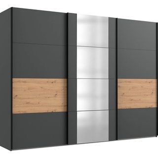 Wimex Schwebetürenschrank Barmbek mit 2 Stoffboxen und 2 zusätzlichen Einlegeböden, Spiegeltür schwarz 313 cm x 236 cm x 64 cm
