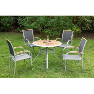 Garten-Essgruppe MERXX "Siena" Sitzmöbel-Sets silberfarben (silberfarben, schwarz, silberfarben) Outdoor Möbel