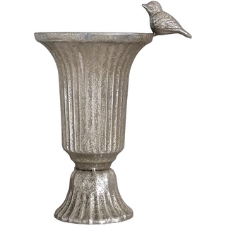 Pokal Amphore Dekovase Vase 18-1 Blumenvase Antik Metall Vintage Deko Retro Design (Silber)