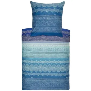 Bassetti BRUNELLESCHI Bettwäsche + 1 Kissenhülle aus 100% Baumwollsatin in der Farbe Türkis V2, Maße: 155x220 + 1 K 80x80 cm - 9285890