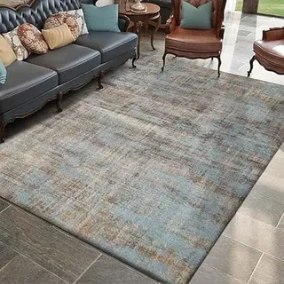 SRTJURFG Quadratisch Teppich, Schlafzimmer, Rutschfester Abstraktes Design Braun Blau Weicher, Großer Heimdekorateur-Bodenteppich, 150 x 150 cm