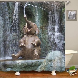 Fgolphd Duschvorhang Elefant 120x200 180x200 180x180 200x240 Tier Bunt Pink Blau Textil Badezimmerteppich 4-teiliges Set,Shower Curtains Waschbar (10,180 x 200 cm)