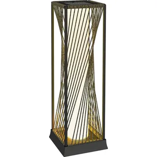Outsunny Solar Stehlampe Rattan mit Lichtsensor 25 LED Solarlampen im Boho-Stil - Grau