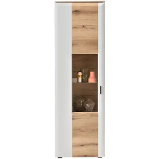 Vitrine Vitrinenschrank Kommode Sideboard Schrank Hellgrau Braun 65 x 207 cm