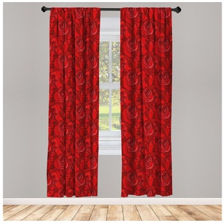 Gardine »Vorhang für Wohnzimmer Schlafzimmer Dekor«, Abakuhaus, Microfaser, Rosen Rose Blumen-Gekritzel-Motiv grau|rot 150 cm x 225 cm