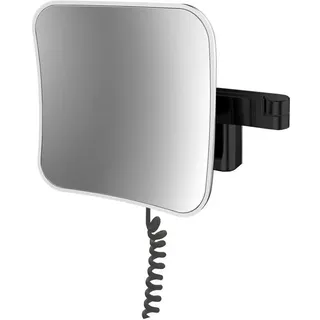 Emco, Kosmetikspiegel, LED-Rasier-/Kosmetikspiegel EVO eckig Wandmodell 2-armig 5-fach schwarz