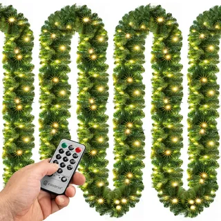 CASARIA Weihnachtsgirlande 5m Kunststoff 28 cm 100 LEDs inkl. Fernbedienung grün